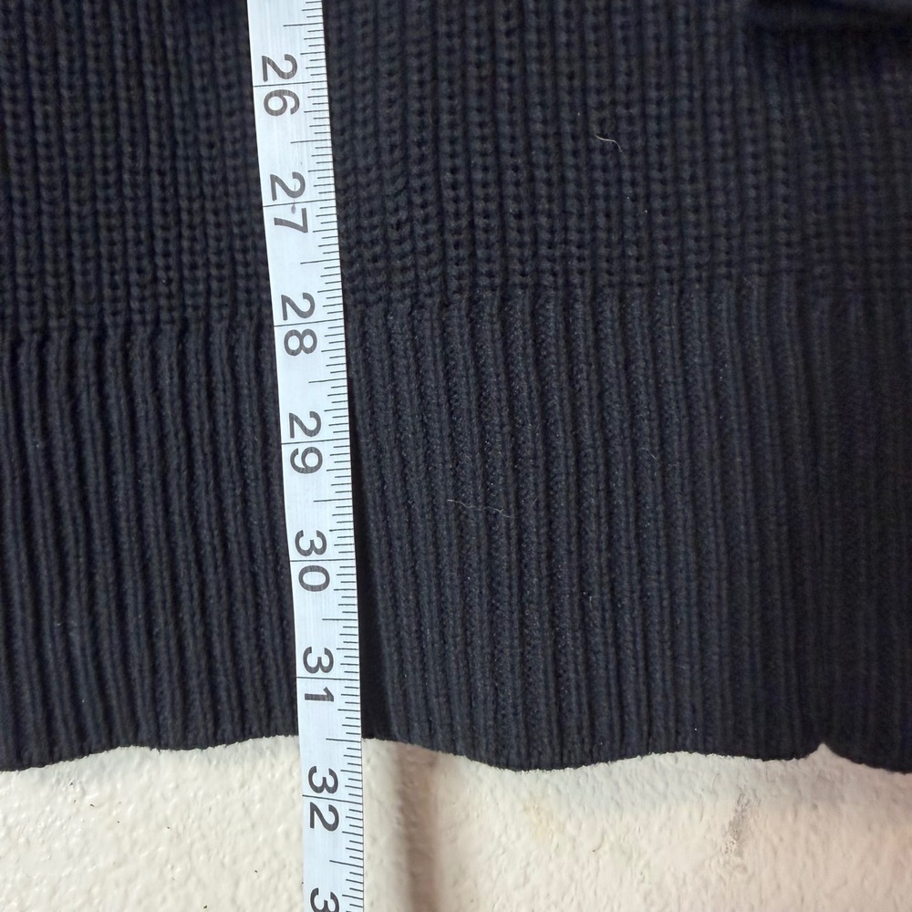 MAX & MIA Black Ribbed Knit Cardigan Open Front Pockets XL 100% Cotton Office - Picture 7 of 7